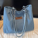 Aesthetic Handbags Women Blue Hand-held Bag