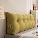 aeTHEric Velvet Wedge Pillow Triangular Headboard Pillow,Body Throw Pillows Bed Backrest Reading Bolster (47 x 8 x 20 inch), Yellow