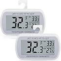 AEVETE 2 Pack Waterproof Digital Refrigerator Freezer Thermometer Large LCD