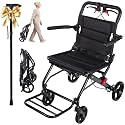 Aevi Premium Lightweight Transport Wheelchair for Adults, Foldable Carbon Steel Travel Wheelchair with Flip-Up Armrests, Compact Mobility Chair with Safety Brakest