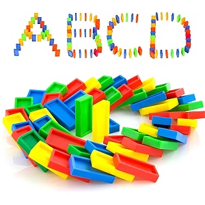 aexoniz plastic interlocking blocks toys for kids - building blocks for toddlers building blocks educational toys set 100 pcs plastic domino