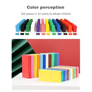 aexoniz toys 100 pcs 12 color wooden dominos block set for kids colorful educational tile block toys for train stacking topplingtumbling races learning activity game play toy for child age 3 to 10