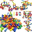 AEXONIZ TOYS 75 Piece Assembly Unbreakable Colorful Pipe Puzzle Educational Building Blocks with Wheel Toys for Kids Boys & Girls,Multicolored(75 Piece Pipe Puzzle Blocks for Kids)