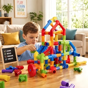 aexoniz toys pipe puzzle for kids-75pcs non-toxic plastic water pipe shaped creative tube locks construction set toy with wheels kids educational preschool learning toysmulti