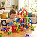 AEXONIZ TOYS Pipe Puzzle For Kids-75Pcs Non-Toxic Plastic Water Pipe Shaped Creative Tube Locks Construction Set Toy With Wheels Kids Educational Preschool Learning Toys,Multi