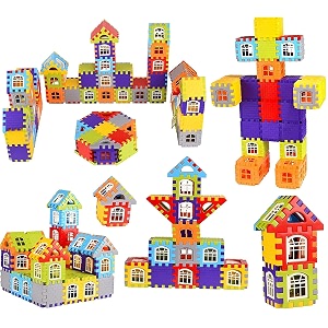 aexoniz toys plastic house building blocks - 72pcs multicolor bulk plastic educational making sweet home smart city building block for indoor outdoor for kids