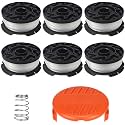 AF-100 30ft 0.065” Replacement Spools for Black Decker GH900 GH600 LST522 LCC140 String Trimmer Weed Eater Refills Auto-Feed Spool (6 Spool,1 Cap,1 Spring)