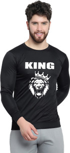 afcollection men printed round neck polyester black t-shirt