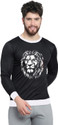 AFCollection Men Printed Round Neck Polyester Black T-Shirt