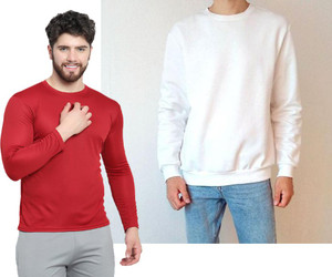 afcollection pack of 2 men solid round neck polyester maroon white t-shirt