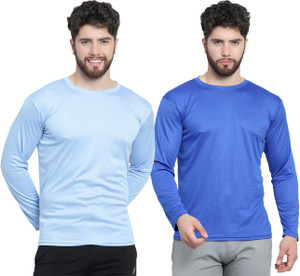 afcollection solid men round neck light blue dark blue t-shirt