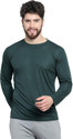 AFCollection Men Solid Round Neck Polyester Dark Green T-Shirt