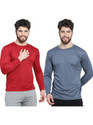 AFCollection Pack of 2 Men Solid Round Neck Polyester Maroon, Grey T-Shirt
