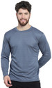 AFCollection Men Solid Round Neck Polyester Grey T-Shirt