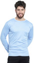 AFCollection Solid Men Round Neck Light Blue T-Shirt