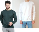AFCollection Pack of 2 Men Solid Round Neck Polyester White, Dark Green T-Shirt