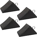 AFA Tooling 4T Rubber Wheel Chocks, 4 Pack, Two Pairs &amp; Tie-Off Eyebolts