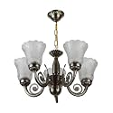Somil Antique 5-Light Chandelier with Glass Shades, White Lighting Effect, Metal Fitting. LED Compatible. Dia: 48 X 48 X 40 Cm.