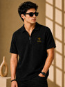 Afelix Self Design Men Zip Neck Black