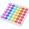 AFERELLE Pop It Fidget Toys, Push pop Bubble Fidget Sensory Toys, Silicon Satisfying Relaxing Toys, Simple dimple Fidget Toys for Kids Girls Boys Adults (Rainbow Square, Hard Board)