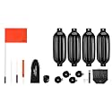 Affordura Boat Fender 8.5inch 4 Pack with 4 Ropes and Boat Water Ski Flag Bundle