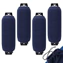 Affordura Boat Fender Covers | 4 Packs (Navy Blue) | Size: 8.5″ x 16″ | Marine Bumper Covers, Premium Fleece Material, Great for 6.5 inch Fender