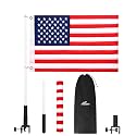 Affordura Boat Flag American Boat Flag Marine 12x18 with Poles and Mount for 0.5"-1.33" Round & Square Rails, with 2 US Flag Clips, Fun Cool Pontoon Boat Accessories