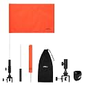 Affordura Orange Boat Flag Holder 30 Inch Water Ski Flag for 0.5-1.33 Inch Round and Pontoon Square Rails Boat Safety Flag Rotating Mount Skier Down Flag with Storage Bag