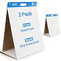 AFMAT 2-Pack Tabletop Sticky Easel Pad and Dry Erase Board 2 in 1, 20 x 23 inches, 20 Sheets/Pad, Portable Easel Stands for Teachers, Ideal for Training, Presentation, Meetings, Kids Doodling