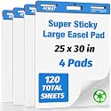 AFMAT Anchor Chart Paper 25 in x 30 in, Large Chart Paper for Teachers, Super Sticky Easel Pads for Office/Classroom/Whiteboard/Wall/Windows, Ink Bleed-Through Resistant, 30 Sheets/Pad, 4 Pads