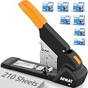 AFMAT ES15 Heavy Duty Stapler 220 Sheets, Large Staplers for Desk with 7000 Staples, 60% Reduced Effort, 50,000+ Uses, Jam Free, Adjustable Paper Depth, Metal Classroom Office Desktop Stapler