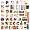 AFRITEE Black Girls Bulk Stickers - 50 Pcs Inspirational Quotes Vision Board Supplies for Women, Confident Equality Proud Vinyl Waterproof Decals DIY Diary Wish Suitcase Decoration Gift for Girl