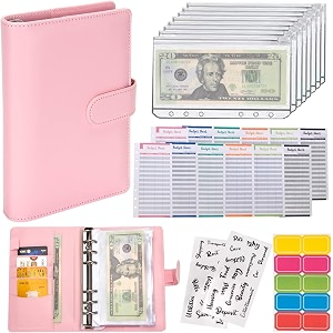 afrodite budget binder cash envelopes for budgeting money organizer for cash money envelopes for cash leather a6 budget binder with zipper envelopes pink