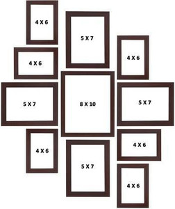 ag crafts wood wall photo frame brown 11 photos 8x10-1 5x7-4 4x6-6