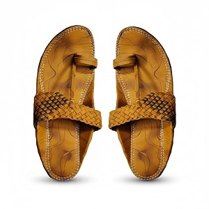 agadi handcrafted mens tan vegan leather kolhapuri chappals  traditional ethnic v-strap sandals with braided detail and iconic pointed toe tok