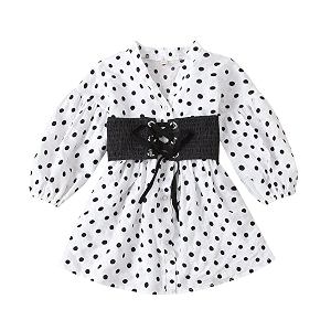 Agape Girls Black and White Bobby Dress-