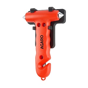 AGARO 2-in-1 Car Safety Window Hammer and Seat Belt Cutter - Emergency Escape Tool with Glass Breaker & Sturdy Holder, Ideal for Vehicle Roadside Emer