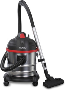 agaro ace wet  dry vacuum cleaner 1600 watts 215 kpa suction power with dust bag 21 litres tank capacity for home use blower function washable 3l dust bag stainless steel body with reusable dust bag