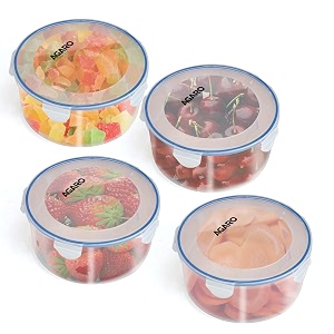agaro airtight container food storage container with lid multipurpose kitchen container round plastic body leak proof bpa free capacity 400ml each pack of 4