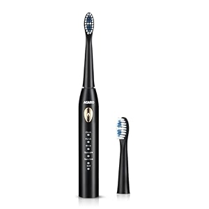 agaro cosmic lite sonic electric tooth brush for adults with 5 modes 2 brush heads amp rechargeable with 4 hours charge lasting up to 25 days power toothbrush black