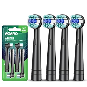 agaro cosmic oscillating brush head refill 4pcs  soft-bristle toothbrush for effective plaque removal and a healthier smile