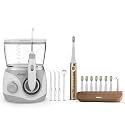 AGARO Cosmic Plus Max Sonic Electric Toothbrush for Adults with 5 Modes, 7 Brush Heads, 1 Interdental Head, Carry Case and Rechargeable Battery Lasting Up to 25 Days, Gold