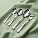 AGARO Elite 24 Pieces Stainless Steel Cutlery Set for Dining Table, Silver Mirror Finish Spoon &amp; Fork Set, 6 Tea Spoons, 6 Dinner Spoons, 6 Dinner Forks &amp; 6 Dessert Spoons, Food Grade, Dishwasher Safe
