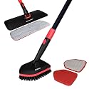 AGARO Elite Cleaning Mop &amp; Brush Set, Bathroom Cleaning Brush, Long Handle, Hard Brush, Microfiber Pad &amp; Scrubber, for Tiles, Kitchen, Toilet, Window Glass, Detachable Head, Black &amp; Red