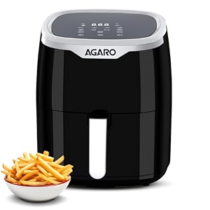 agaro galaxy digital air fryer for home 45l electric air fryer convection oven 1400w 7 preset programs amp reheat 360 degrees air circulation digital touch display bake roast toast black