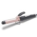 AGARO Hair Curler with 25MM Barrel, Rod, Tong, Tourmaline Infused Ceramic Coated Plates, Cool Touch Tip, Fast Heating, for Women, Long and Short Hair Curling, Styling, Black & Rose Gold HC6001