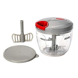 agaro plastic hand mini chopper with 5 blades grey
