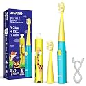 AGARO Rex V2.0 Sonic Kids Electric Toothbrush, 35,000 Strokes/Min, 2-Min Smart Timer, USB-C Rechargeable(Up to 21 Days), 3 Modes, 2 Soft Replaceable Brush Heads, IPX7 Waterproof Gentle for Kids' Teeth