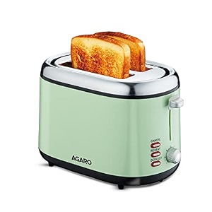 agaro royal 2 slice stainless steel pop up toaster with cancel reheat and defrost functions variable heat settings removable crumb traybread breakfast 850 watts