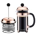 AGARO Delite French Press Coffee And Tea Maker, Borosilicate Glass Body With Sleeves, Glass Carafe, BPA Free Plastic Lid Strainer, 600Ml